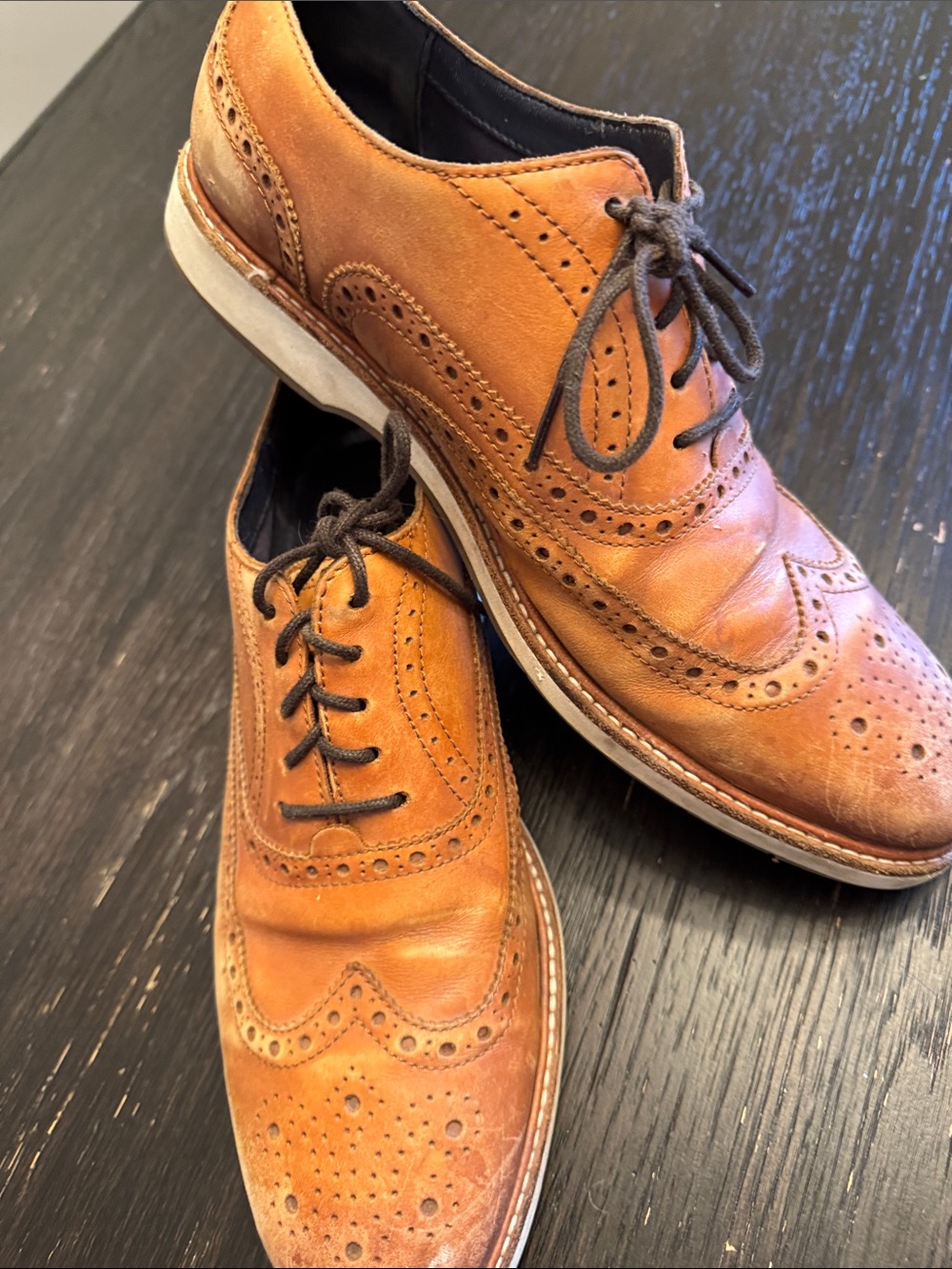 Cole Haan Chestnut Brown Leather Wingtip Oxfords